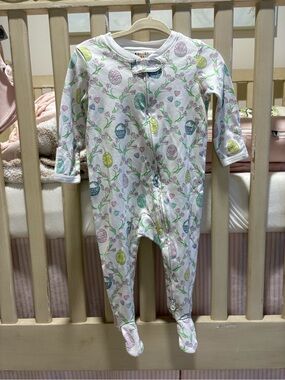 Roller Rabbit Footie with Pastel Egg & Floral Print